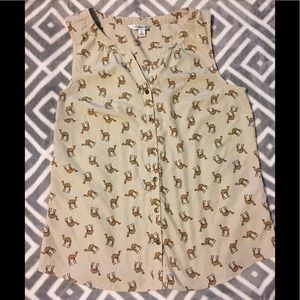 Croft&Barrow Camel Sleeveless Button Down